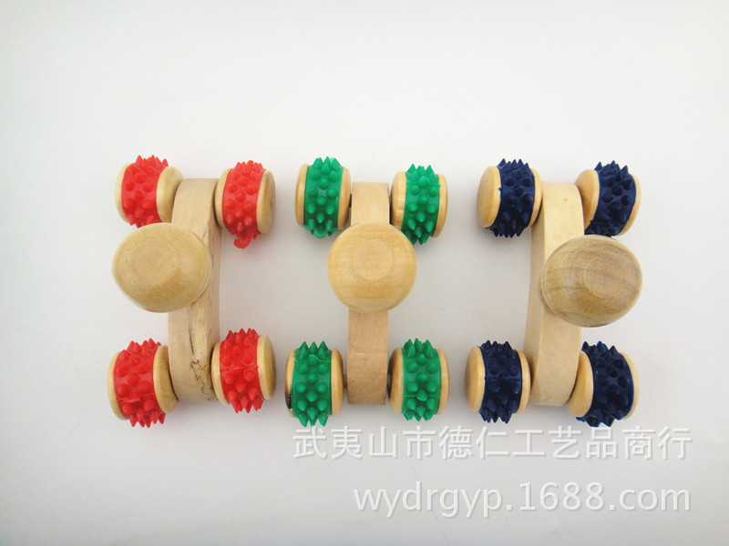 小型木制按摩器-手動按摩腰部背部頸肩按摩器-小四輪按摩器工廠,批發,進口,代購