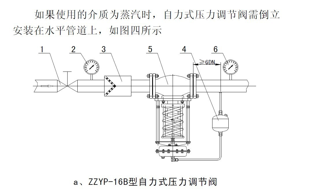 自力式蒸汽压力调节阀安装示意图ZZYP-16B