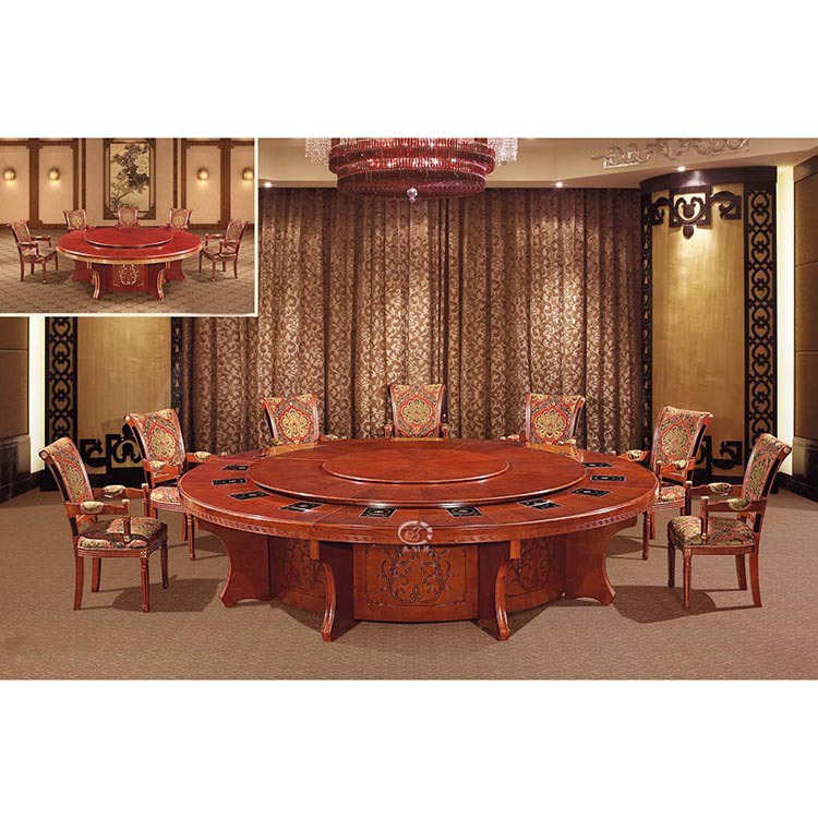 酒店餐桌，自动餐桌，简约雕花电动餐桌--宴会桌D版