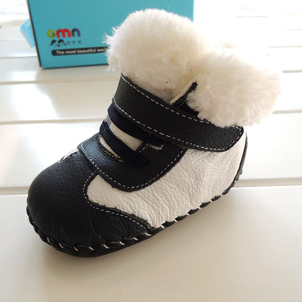 加厚棉新款2色真皮软皮底棉鞋雪地靴宝宝棉靴学步鞋冬1904NV