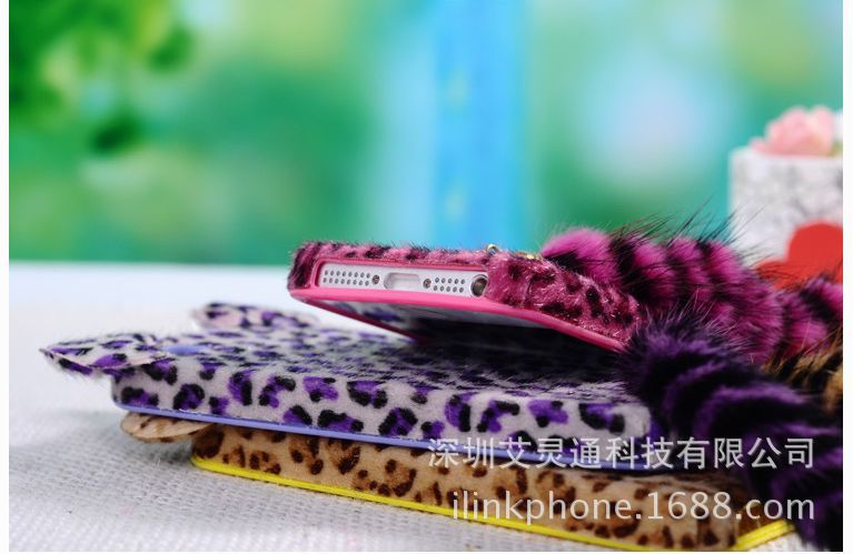 蘋果配件廠傢直銷 iphone5美洲豹紋尾巴手機殼