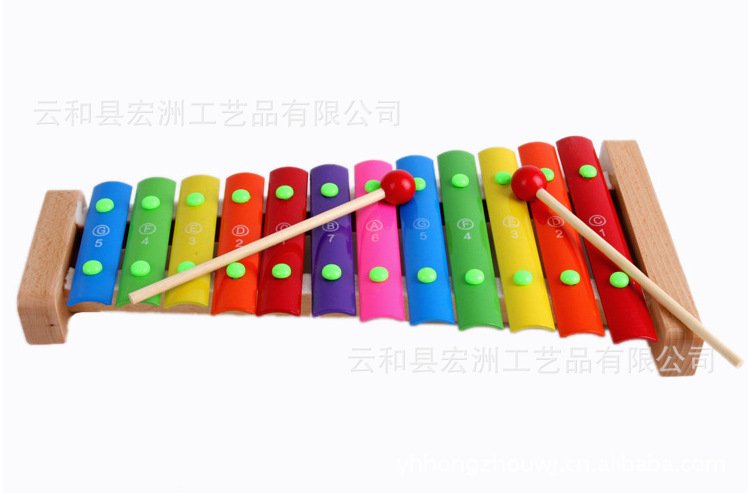 木制玩具 儿童益智玩具木制梯形十二音琴12音琴木制手敲琴