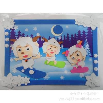 墙贴 精品带框EVA贴画 Q款EVA儿童贴画手工3D立体贴画贴纸批发 墙