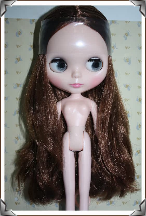 takara blythe 小布娃娃/b女/大头妹 褐色卷发 适合改