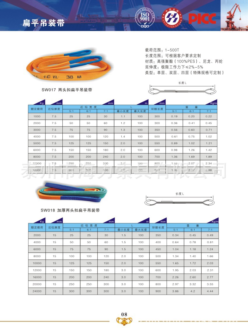 供应扁平吊带 吊装带 高强纤维吊带 质量可靠 安全有保障