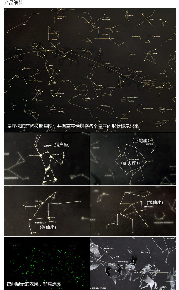 会发光的星座图纸luckies创意star map十二星座夜光地图
