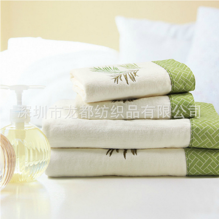 贴布绣叶子浴巾 首图1