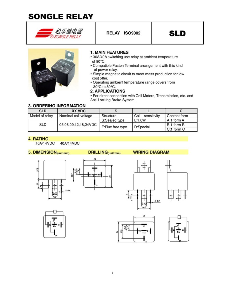 松乐sla-12vdc-sl-c继电器