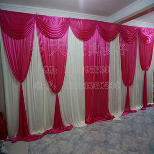 山东潍坊市潍城区厂家直销婚庆用品 背景纱幔 玫瑰花开（2）3*6米 2倍折