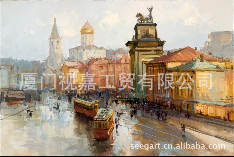 欧美古典建筑风景油画 70*115纯手绘街景风景装饰画