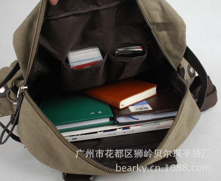 韓版新款秋季復古單肩百搭休閒旅行包背包男包女帆布包 (5)
