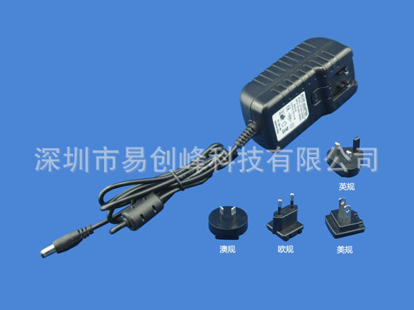 12V2A可转换头电源适配器侧面