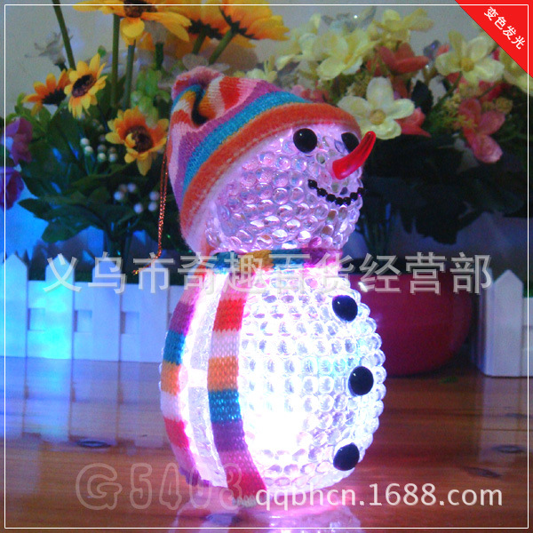 新奇特產品夢幻閃光變色小雪人/電子發光新年聖誕節禮