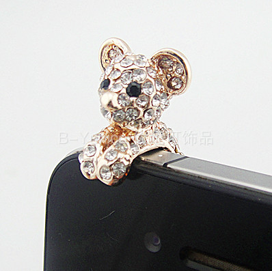 真金電鍍 手機防塵塞批發 趴趴熊 趴趴虎 iphone 掛件 飾品批發・進口・工廠・代買・代購