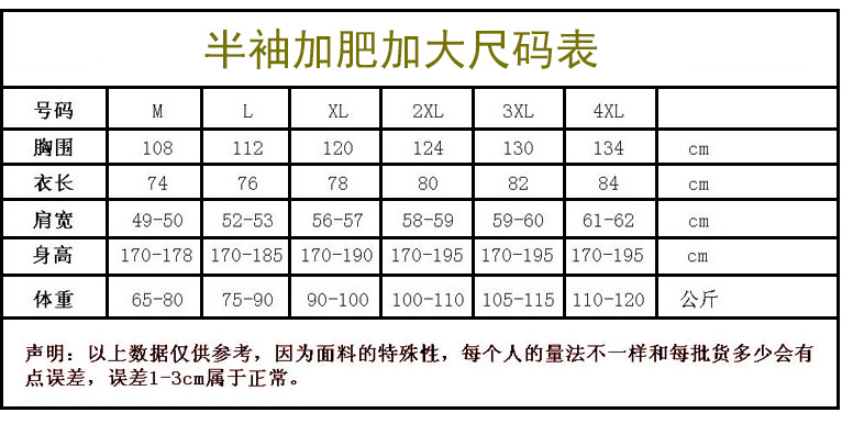 大版 尺碼表