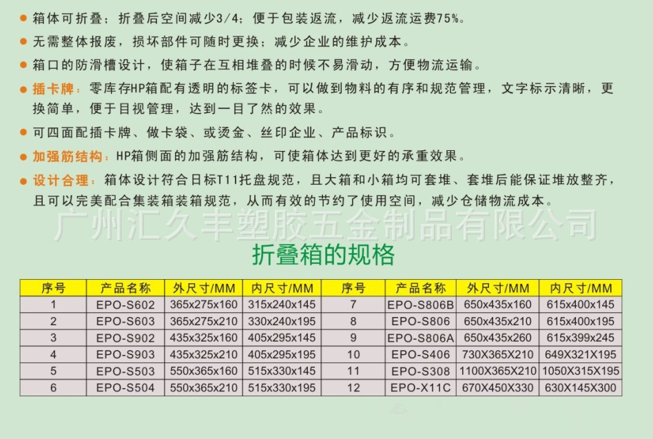 折叠箱规格