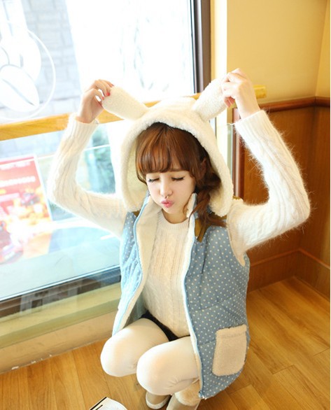 2013年冬季新款可愛兔子馬甲加厚女款棉背心馬甲工廠,批發,進口,代購