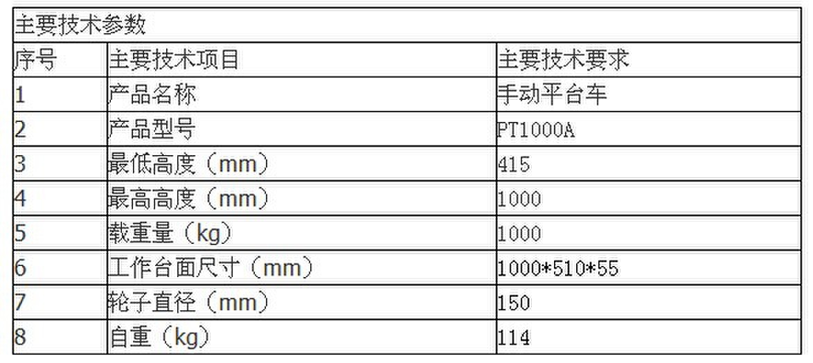 手动平台车PT1000A