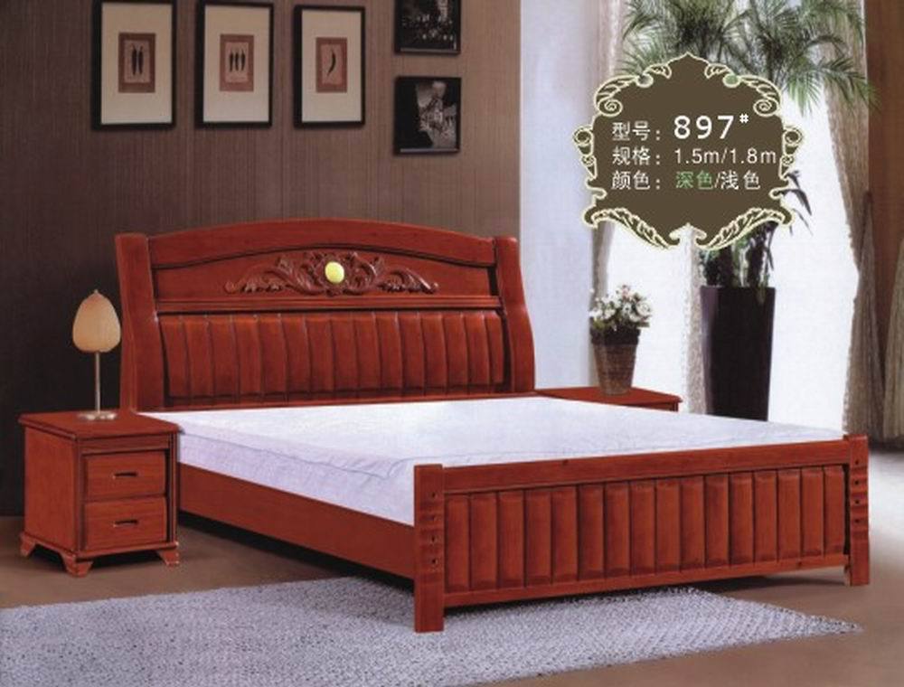 南康家具 白色实木床 1.5m杉木实木床批发 卧室家具 897#套装家具