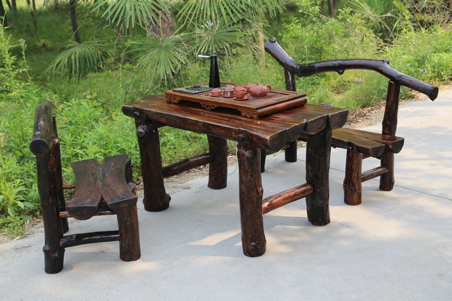 特价促销 实木户外组合休闲餐桌椅厚重桌子花园椅子庭院家具m-103