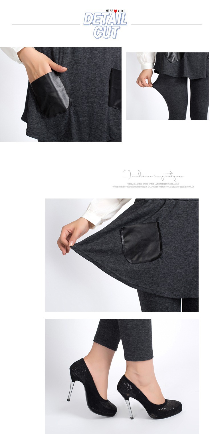 D813 仿皮真口袋大百褶 (16)