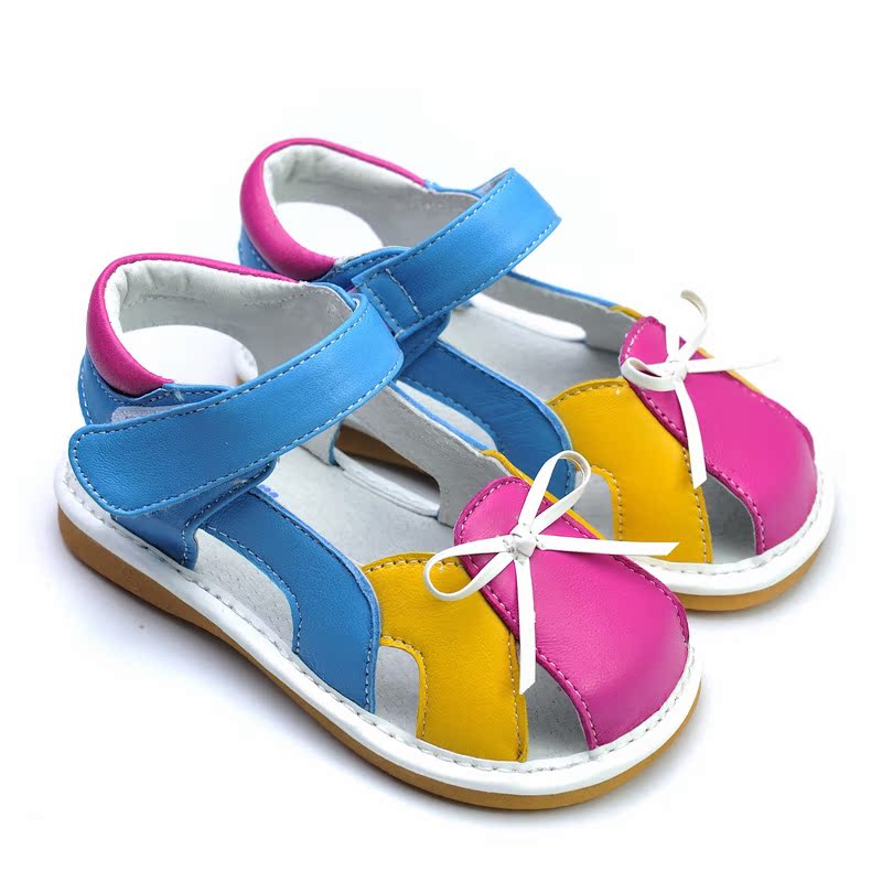 14款正品芙瑞可夏季新款凉鞋 可爱蝴蝶结女宝真皮防滑学步鞋6075