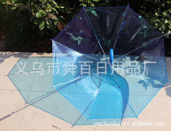 義烏廠傢定制個性創意禮品廣告傘 批發彩色pvc加粗彎手柄透明雨傘工廠,批發,進口,代購