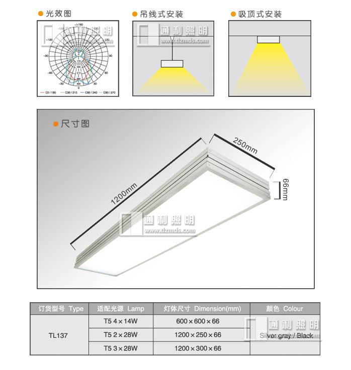 辦公照明TL137 規格圖