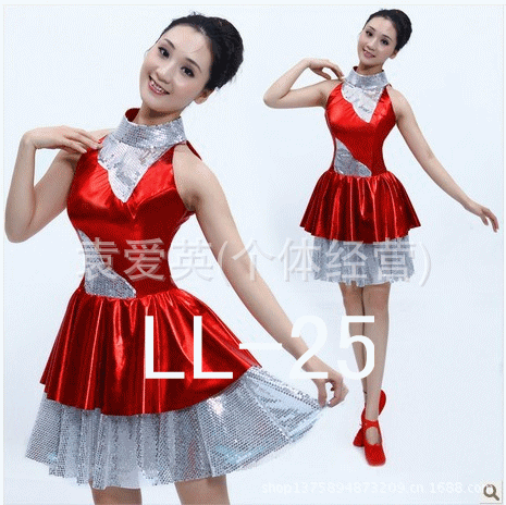 厂家直销现代舞蹈服装广场舞合唱服服装拉丁舞短裙啦啦队服装图片_11