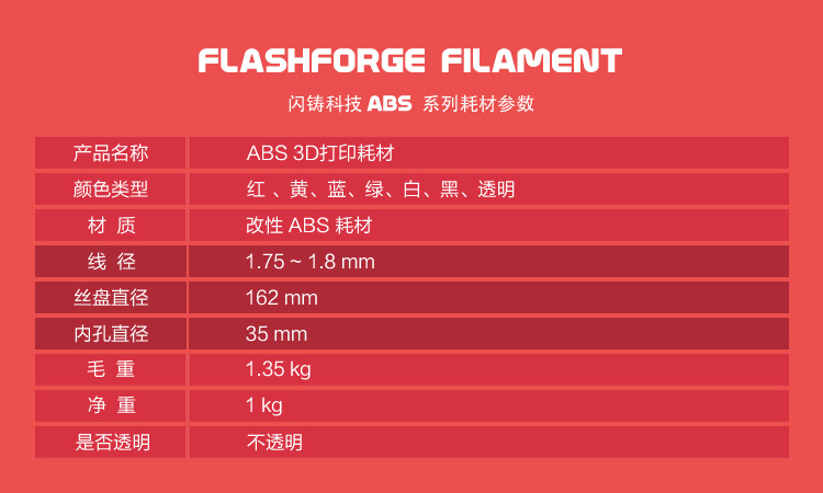 ABS耗材参数