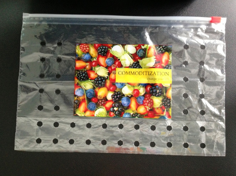 PE拉鏈自封水果蔬菜防霧多孔塑料包裝印刷膠袋