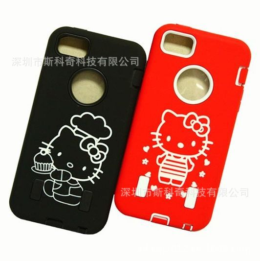 廠傢直銷：蘋果iphone5機器人hello kitty 鐳雕防摔手機殼 保護套工廠,批發,進口,代購