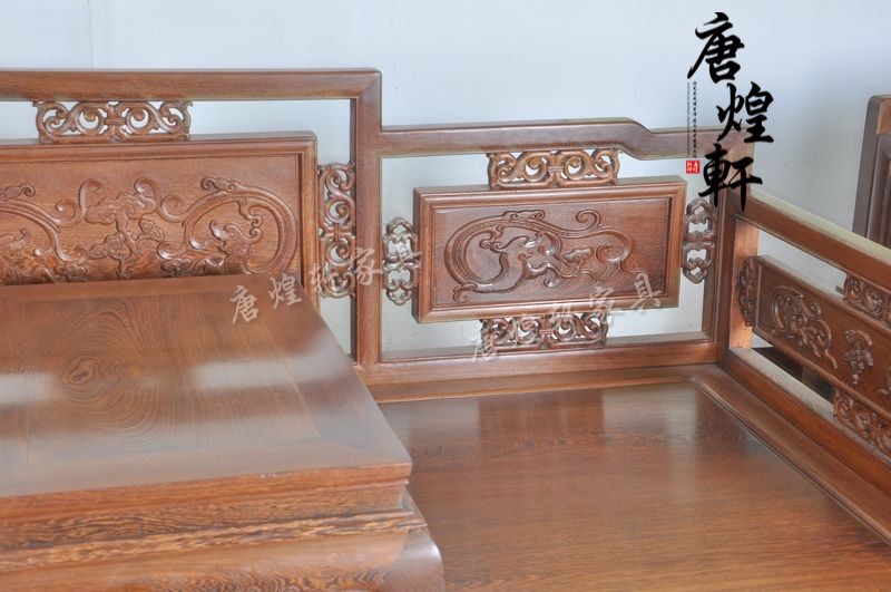 鸡翅木雕龙罗汉床 CT-019 (10)