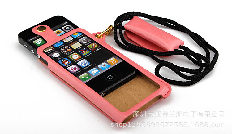 Iphone 5 5G 5S 5C掛繩支架皮套