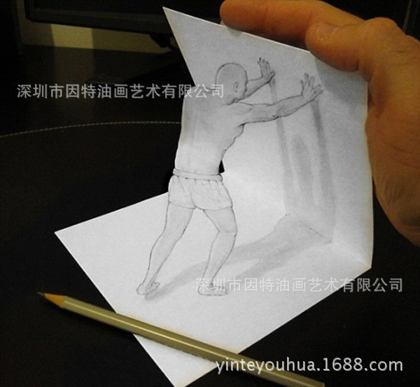 纯手工3D油画高端墙绘彩绘地画逼真写实3D立体画