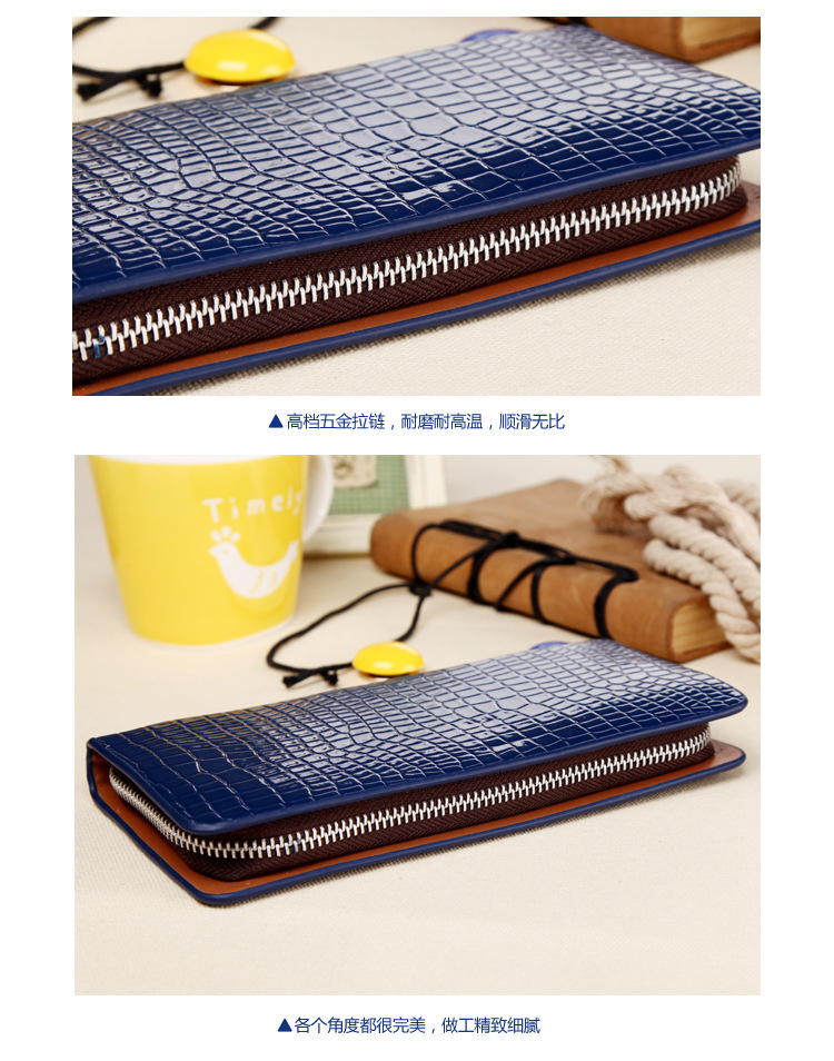 鱷魚紋漆皮錢包 亮皮錢夾 批發