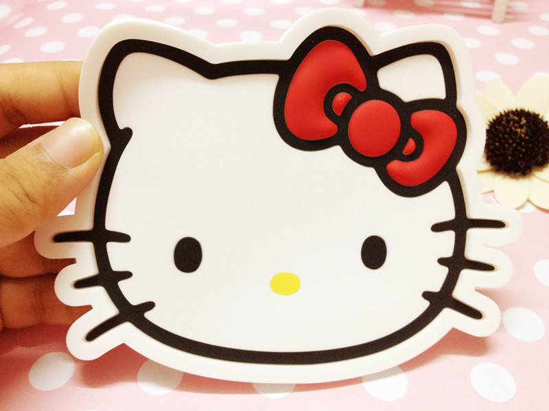 hellokitty头型杯垫kitty猫头杯垫车用置物垫防滑垫卡通杯垫