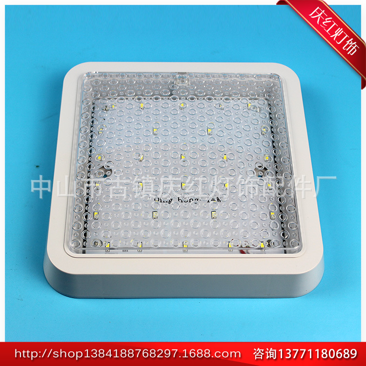 LED厨卫灯 玻璃面 大量生产防水厨卫灯 230X230水珠方形明装12W LED厨卫灯加工