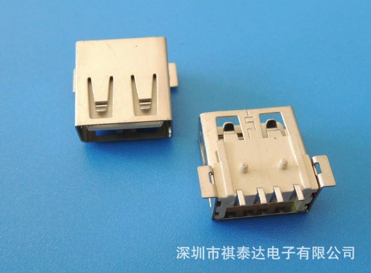 USB AF SMT 有柱无卷边连接器QTD-USB-AF-