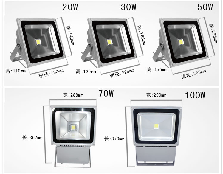 20W30W50W工矿灯尺寸图