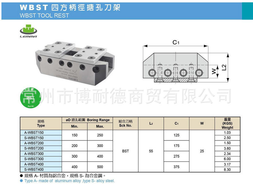 WBST四方柄径搪孔刀架