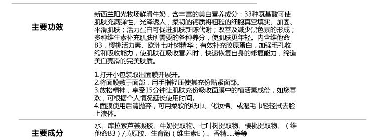 露蘭姬娜面膜貼正品牛奶白滑滋養面貼膜美白補水美白保濕滋潤肌膚