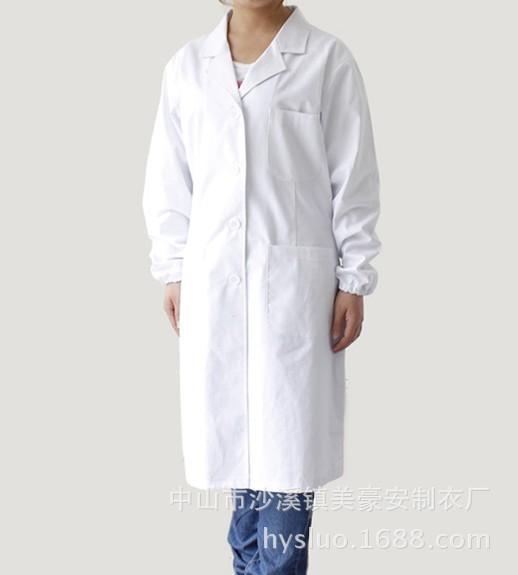 供应定做涤棉白大褂长袖医生工作服护士服 实验服装男女