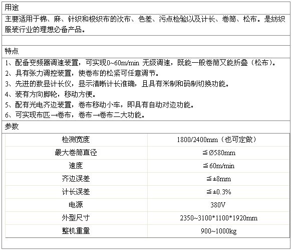 YBQ型驗佈機用途及參數