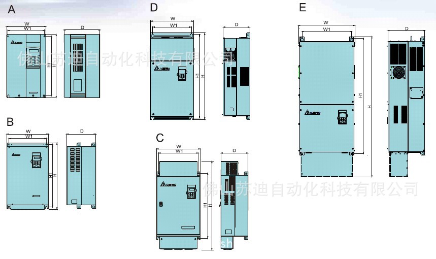VFD-G塑料及空油压专用变频器尺寸1