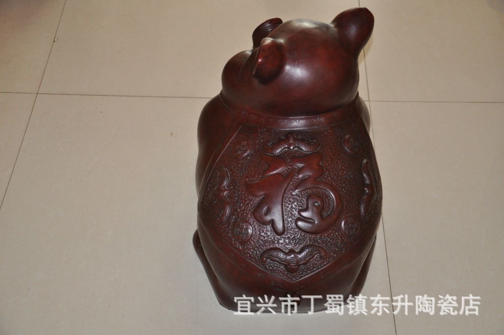 宜兴精品紫砂雕塑 紫砂工艺品 茶宠摆件 福猪储钱罐 厂家直销