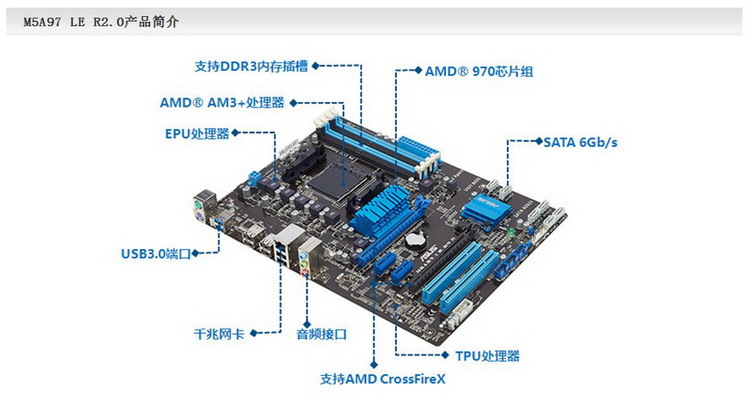 asus/华硕m5a97 le r2.0 amd 台式电脑主板 限量特价正品