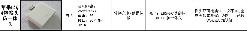 蘋果5轉4轉接頭仿一體頭
