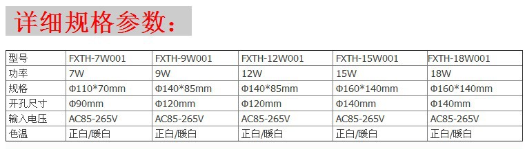 防眩光天花灯规格