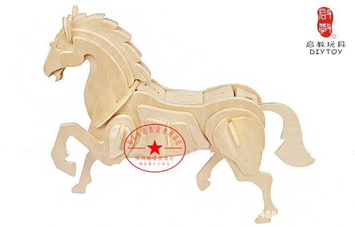 迪艾歪启教益智(马)十二生肖模型3d立体木制拼图玩具礼品